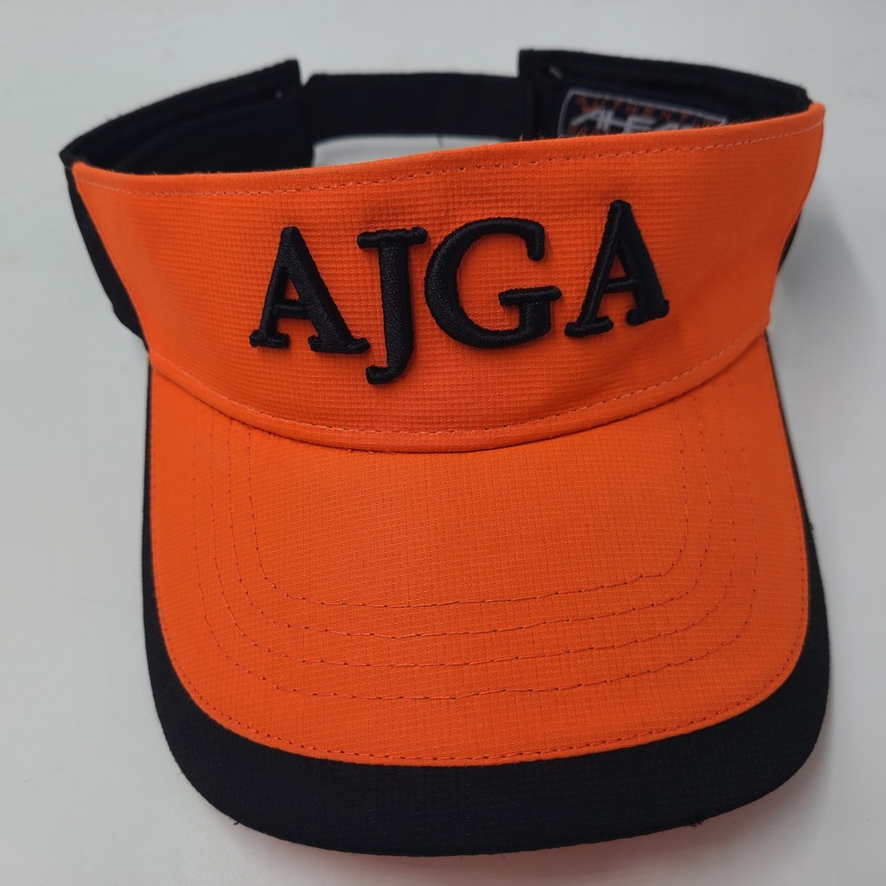 AJGA Visor Hat Adjustable Ahead Orange Black Logo Golf Performance Outdoors Men